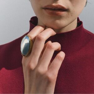 Zara Oval Ring in Silver and Gold Tone